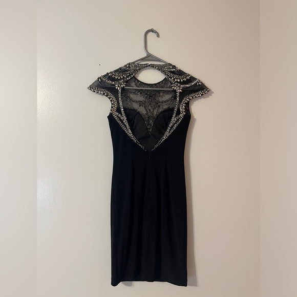 Mac Duggal Black Bodycon Cocktail Dress High Neck 65273N - Picture 11 of 15